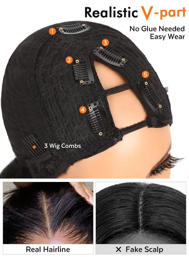 FAVE 26 Inch Yaki Curly V Part Wig Glueless Layered Half Wigs for Black Women Lightweight Synthetic Wigs Heat-Resistant Hair Replacement Wig Wear And Go - Image 4